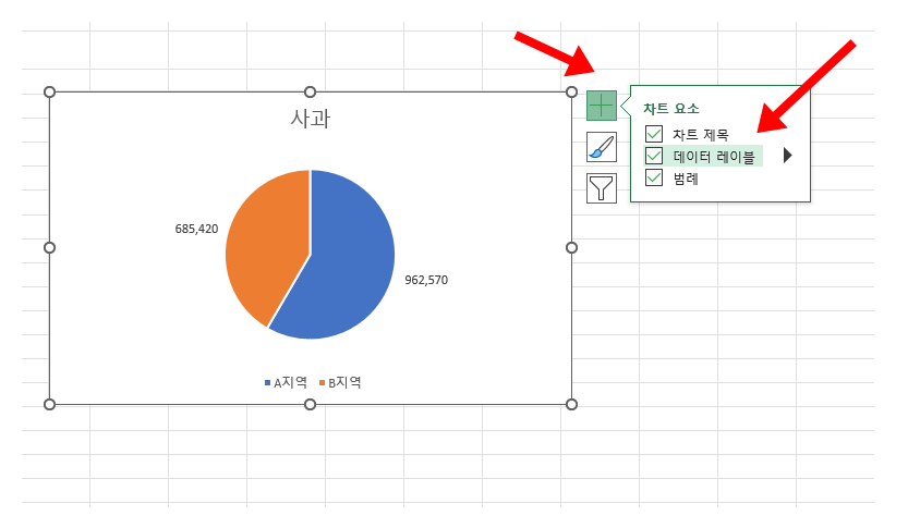 엑셀 원형차트 데이터레이블 값 백분율 동시에 표현하는 방법_4